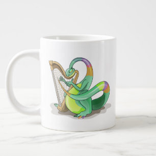 Illustratie van een plateosaurus die de harp bespe extra grote beker