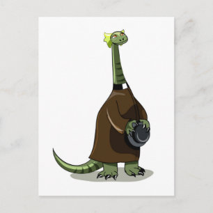Illustratie van een plateosaurus die verkleed is a briefkaart