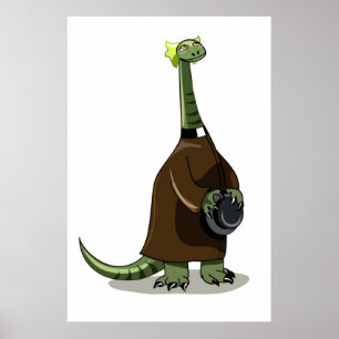 Illustratie van een plateosaurus die verkleed is a poster