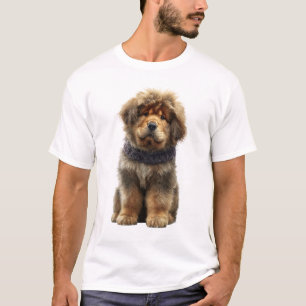 Illustratie van een pluizige Tibetaanse Mastiff Pu T-shirt