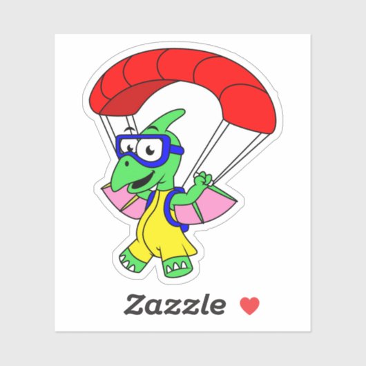 Illustratie van een pterodactylparachute. sticker (Vel)