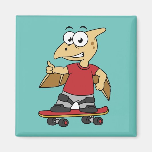 Illustratie van een pterosaurus skateboarden. magneet (Voorkant)