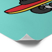 Illustratie van een pterosaurus skateboarden. poster (Hoek)