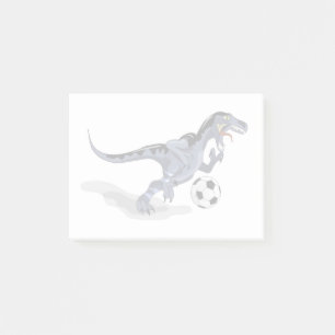 Illustratie van een raptor dinosaurus die voetbal  post-it® notes