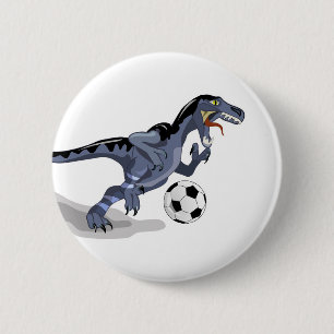 Illustratie van een raptor dinosaurus die voetbal ronde button 5,7 cm