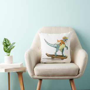 Illustratie van een raptor skateboarden. kussen