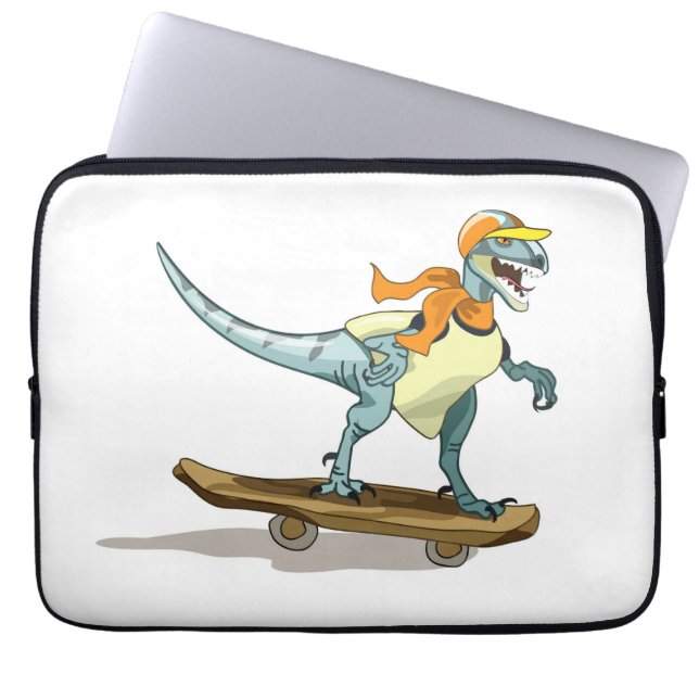 Illustratie van een raptor skateboarden. laptop sleeve (Voorkant)