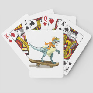 Illustratie van een raptor skateboarden. pokerkaarten