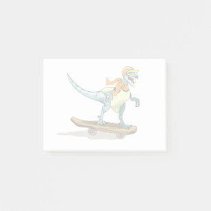 Illustratie van een raptor skateboarden. post-it® notes