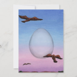 illustratie van een reuzenvliegend ei omringd door feestdagenkaart