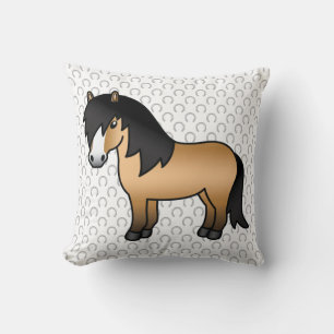 Illustratie van een schattig buckskin Shetland pon Kussen