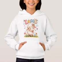 Illustratie van een schattig lammetje met bloemacc