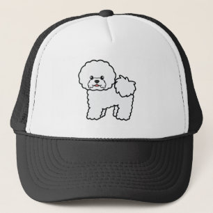 Illustratie van een schattige cartoon Bichon Frise Trucker Pet