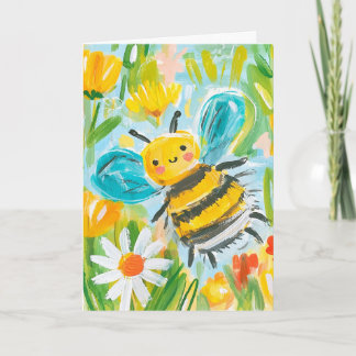 Illustratie van een schattige hommel bedankkaart