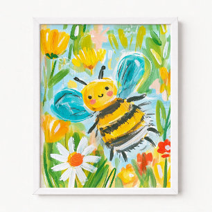 Illustratie van een schattige hommel poster
