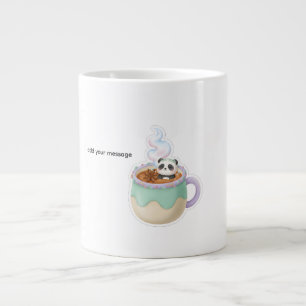 Illustratie van een schattige Kawaii-panda in een Extra Grote Beker