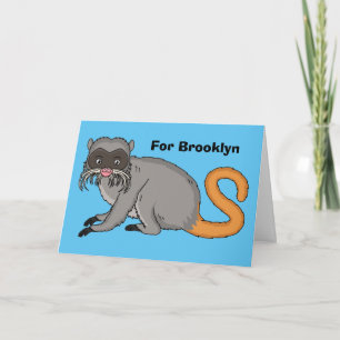 Illustratie van een schattige keizertamarin cartoo kaart