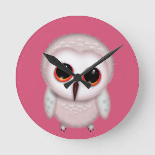 Illustratie van een schattige kleine uil ronde klok