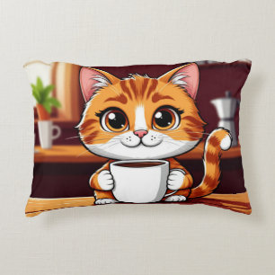 Illustratie van een schattige oranje tabby kat met accent kussen