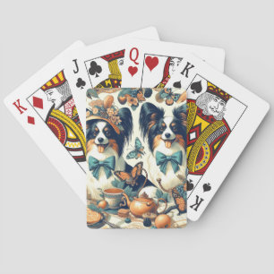 Illustratie van een schattige Papillon-hond Pokerkaarten