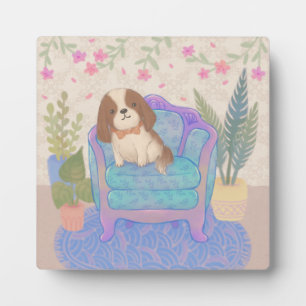 Illustratie van een schattige puppy op een vintage fotoplaat