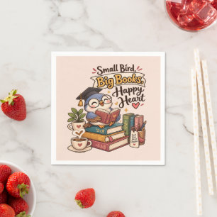 Illustratie van een schattige uil die boeken leest servet