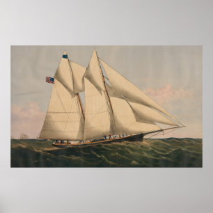 illustratie van een Schooner-Zeilboot (1867) Poster