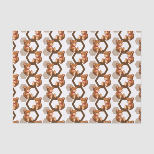 illustratie van een serie teddyberen op wit tissuepapier (Voorkant)