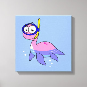 Illustratie van een snorkelend monster van Loch Ne Canvas Afdruk