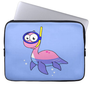 Illustratie van een snorkelend monster van Loch Ne Laptop Sleeve