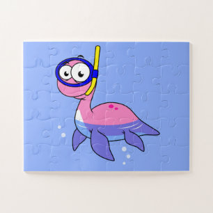 Illustratie van een snorkelend monster van Loch Ne Legpuzzel