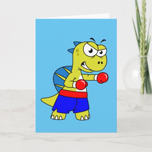 Illustratie van een Spinosaurus boksen. Kaart (Voorkant)