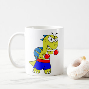 Illustratie van een Spinosaurus boksen. Koffiemok