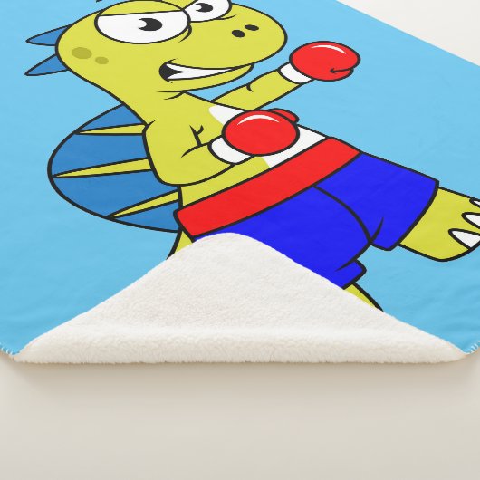 Illustratie van een Spinosaurus boksen. Sherpa Deken (3/4)