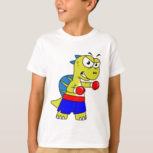 Illustratie van een Spinosaurus boksen. T-shirt (Voorkant)