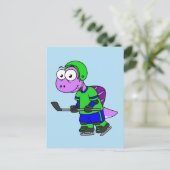 Illustratie van een Spinosaurus hockeyer. Briefkaart (Staand voorkant)