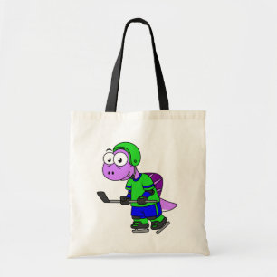 Illustratie van een Spinosaurus hockeyer. Tote Bag