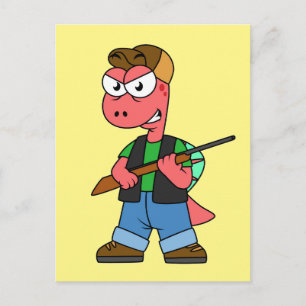 Illustratie van een Spinosaurusjager met Pistool. Briefkaart