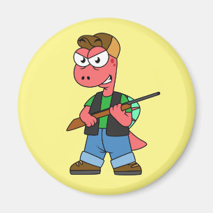 Illustratie van een Spinosaurusjager met Pistool. Magneet