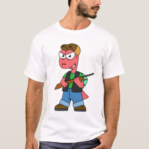 Illustratie van een Spinosaurusjager met Pistool. T-shirt
