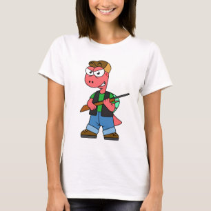 Illustratie van een Spinosaurusjager met Pistool. T-shirt