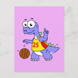 Illustratie van een Stegosaurus die basketbal spee Briefkaart