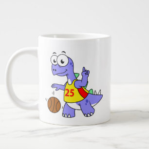 Illustratie van een Stegosaurus die basketbal spee Extra Grote Beker