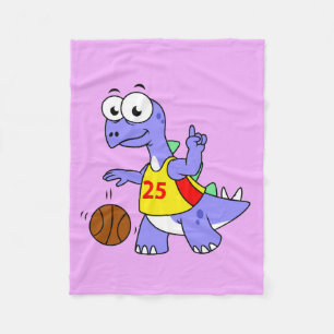 Illustratie van een Stegosaurus die basketbal spee Fleece Deken
