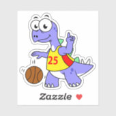 Illustratie van een Stegosaurus die basketbal spee Sticker (Vel)