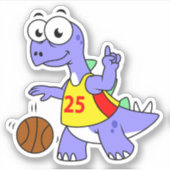Illustratie van een Stegosaurus die basketbal spee Sticker (Voorkant)