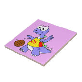 Illustratie van een Stegosaurus die basketbal spee Tegeltje (Zijkant)