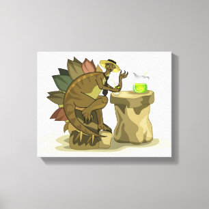 Illustratie van een stegosaurus die een drankje Dr Canvas Afdruk