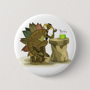Illustratie van een stegosaurus die een drankje Dr Ronde Button 5,7 Cm