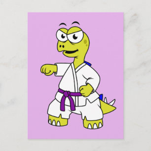 Illustratie van een stegosaurus die karate beoefen briefkaart